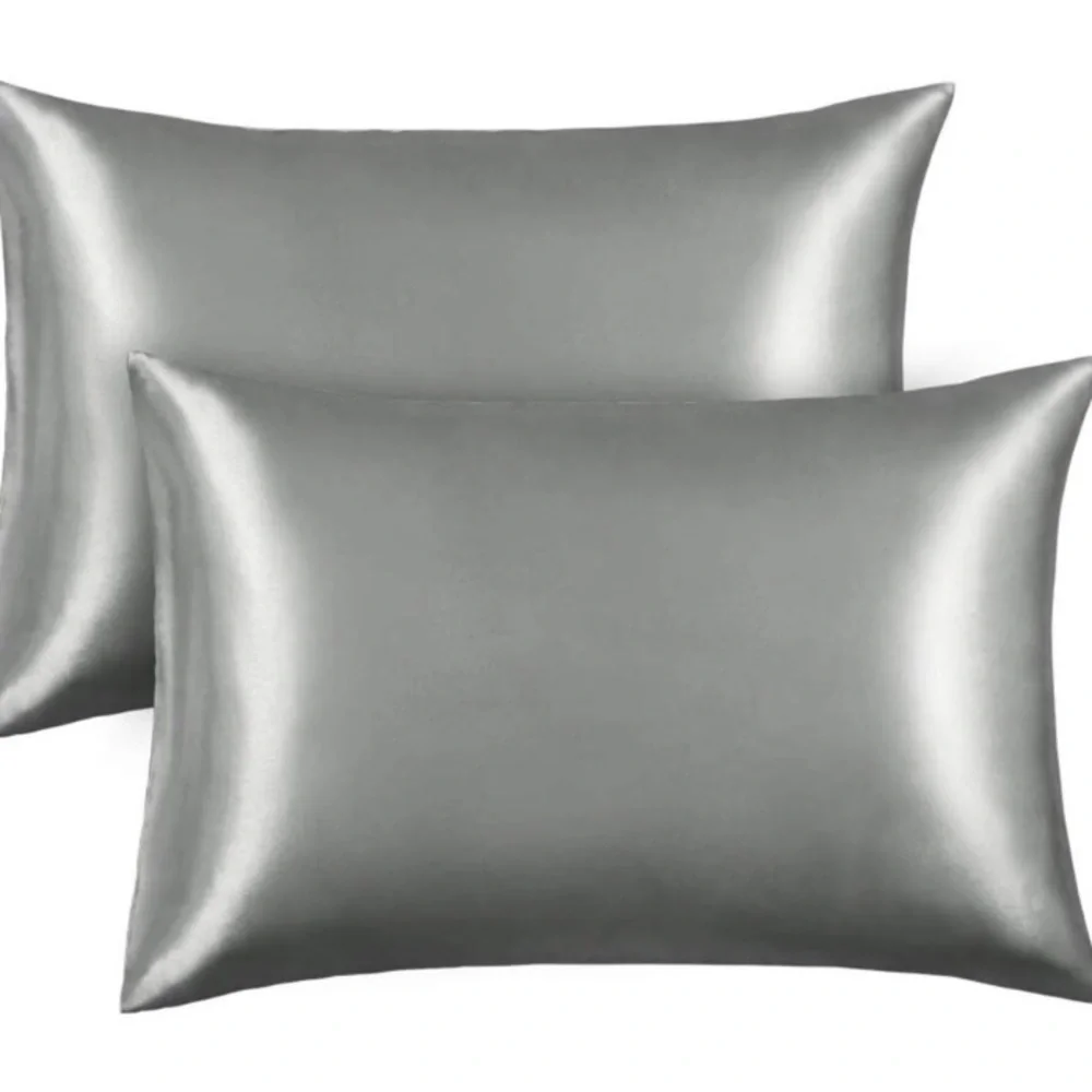 Two Satin pillowcases (2) silver/gray Standard